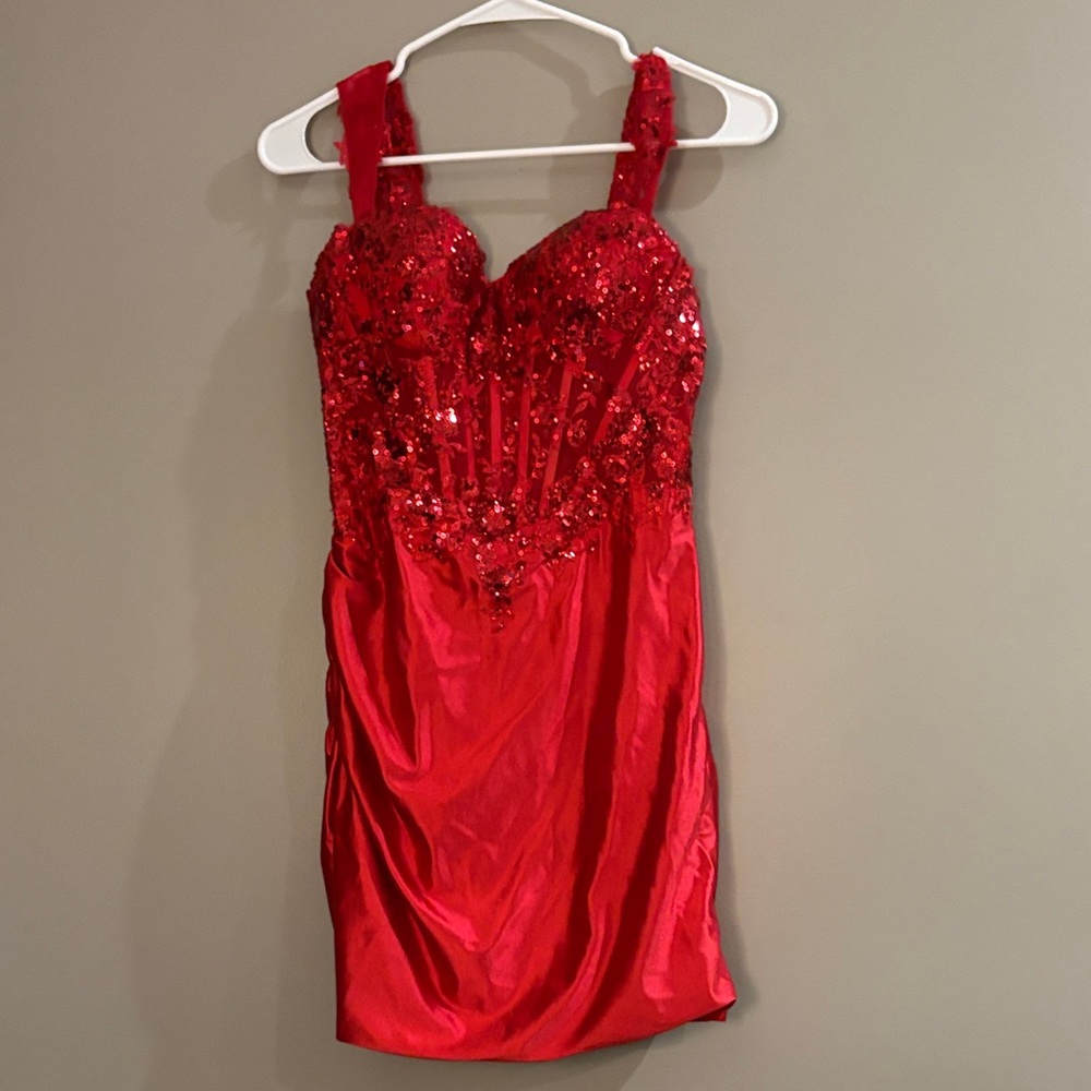 Glamorous Red Sequin Mini Dress